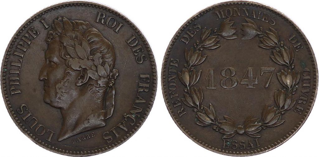 Pièce France Essai de 5 Centimes (Module) - Louis Philippe I - 1847