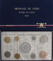 France FDC.1974 Monnaie de Paris Uncirculated set 1974 FDC.1974 1c double edge