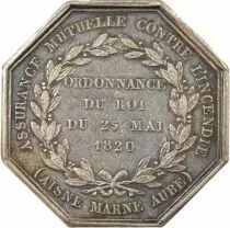 France Fire Insurance, Aisne, Marne, Aube, Louis XVIII - Silver Token - 1820