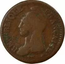 France French Directory, 1 Decime, Dupr&eacute; Big Diameter - Year 8 BB Strasbourg