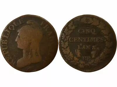 France French Directory, 5 Centimes, Dupr� Big Diameter - Year 8 BB Strasbourg