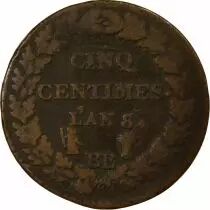 France French Directory, 5 Centimes, Dupré Big Diameter - Year 8 BB Strasbourg