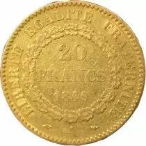 France Genius - 20 Gold Francs,  IInd Republic - 1849 A Paris