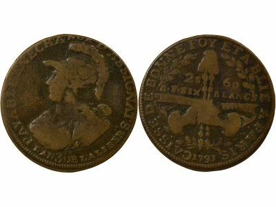 France Good Faith Treasury ? Montagny Six Blancs ? Paris, 1791