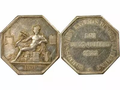 France Government Expert Commissioners ? Silver Token - 1831, Horn Punchmark After 1880