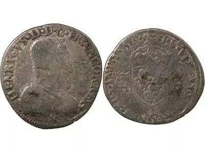 France HENRI II - 1/2 TESTON A LA TETE NUE, 1er TYPE 1556 L BAYONNE