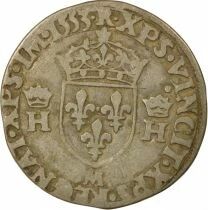 France Henri II - 1/2 Teston Argent, 5e type - 1553 M Toulouse