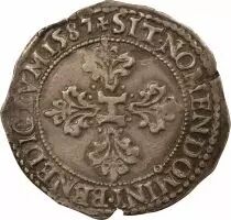 France Henri III - 1/2 Franc Argent, Au Col plat - 1587 9 Rennes