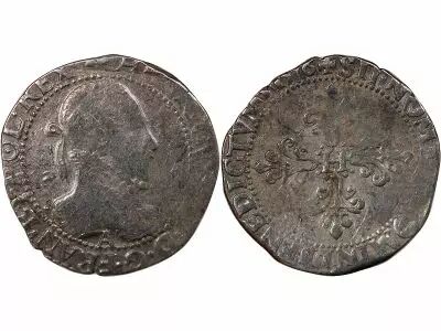 France HENRI III - 1/2 FRANC AU COL GAUFRE 1576 A PARIS