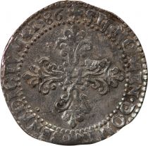 France HENRI III - 1/2 FRANC AU COL GAUFRE 1586 A PARIS