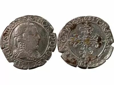 France HENRI III - 1/2 FRANC AU COL PLAT 1576 B ROUEN