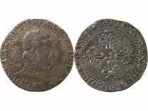 France HENRI III - 1/2 FRANC AU COL PLAT 1578 H LA ROCHELLE