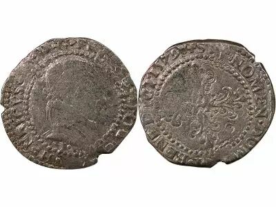 France HENRI III - 1/2 FRANC AU COL PLAT 1579 I LIMOGES