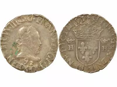 France Henri III - 1/2 Teston Argent, 4e Type - 1575 9 Rennes