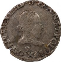France HENRI III - 1/2 TESTON AU COL PLAT 1575 9 RENNES