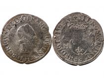 France HENRI III - 1/2 TESTON AU COL PLAT 1576 H LA ROCHELLE