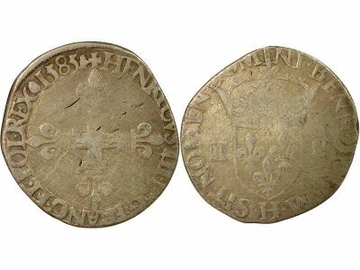 France Henri III - 1/4 Ecu Argent - 1585 H La Rochelle