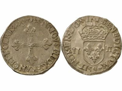 France Henri III - 1/4 Ecu Argent - 1586 9 Rennes