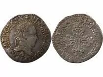 France HENRI III - 1/4 FRANC AU COL PLAT ARGENT 1578 A PARIS