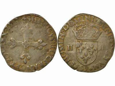 France Henri III - 1/4 Silver Ecu - 1582 9 Rennes