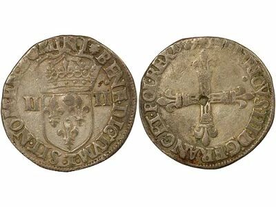 France Henri III - 1/4 Silver Ecu - 1589 T Nantes