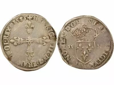 France Henri III - 1/4 Silver Ecu, Cross in Observe - 1585 A Paris