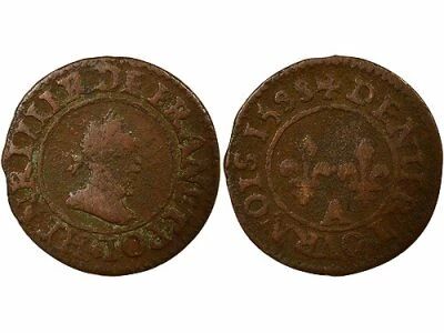France Henri III - Denier Tournois - 1588 A Paris