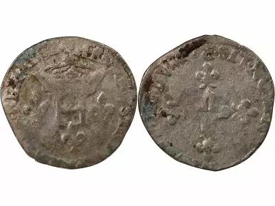 France HENRI III - DOUBLE SOL PARISIS, 2nd TYPE 1582 R VILLENEUVE-LES-AVIGNON