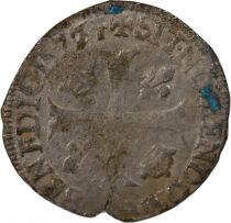 France HENRI III - DOUZAIN AUX DEUX H, 3e TYPE - 1577 O RIOM
