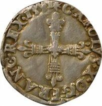 France Henri IV - 1/4 Ecu Argent, au nom de Charles X - 1591 T Nantes