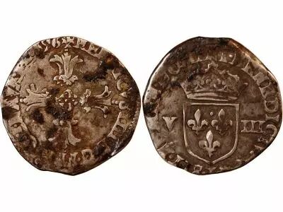 France Henri IV - 1/8 Ecu Argent 1596 Atelier Indetermine - Croix B�tonn�e De Face