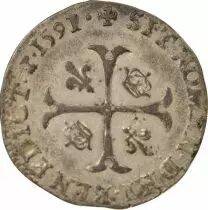 France Henri IV - Douzain with Two H - 1591 C Saint Lô