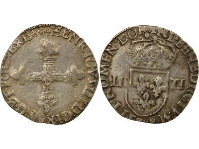 France Henry III - 1/4 Silver Ecu - 1584 9 Rennes
