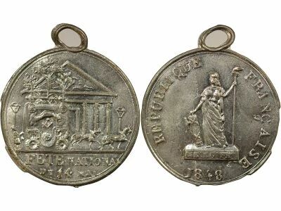 France IIe R�publique - M�daille Etain, F�te Nationale - 14 Mai 1848