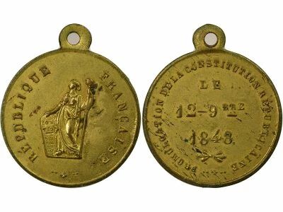 France IIe R�publique - M�daille Laiton, Promulgation de la Constitution - 1848