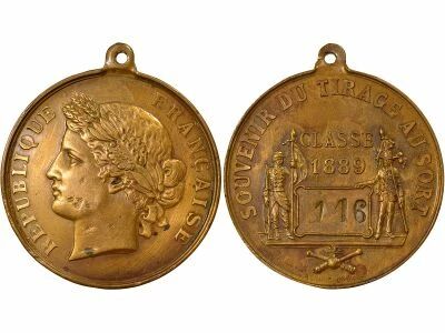 France IIIe R�publique - M�daille Cuivre, Souvenir du Tirage au Sort - 1889