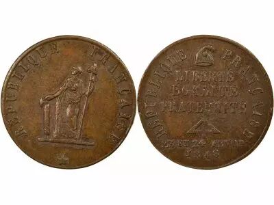 France IInd Republic - Copper Token, French Uprising of February 1848
