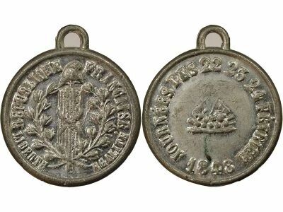 France IInd Republic - Tin Medal,  February Revolution - 1848