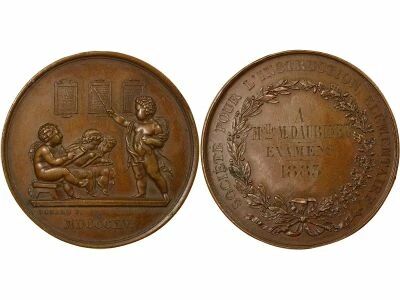 France Instruction El�mentaire - M�daille Cuivre, M. Daubinet - 1883