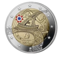 France Jeux Olympique Paris 2024 - 2 Euro Comm&eacute;mo. BE Coloris&eacute;e
