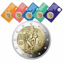 France Jeux Olympiques PARIS 2024 - Le G&eacute;nie - LOT 5 X 2 Euros Comm&eacute;mo. BU - FRANCE 2022 - Blister
