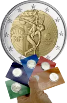 France Jeux Olympiques PARIS 2024 - Le G&eacute;nie - LOT 5 X 2 Euros Comm&eacute;mo. BU - FRANCE 2022 - Blister