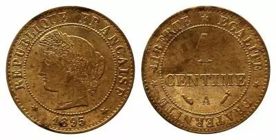France KM.826.1 GAD.88 1 Centime, C�r�s - Third R�public - 1895 A
