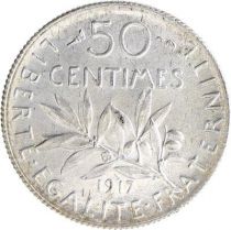 France KM.854 GAD.420 50 Centimes, Semeuse - 1917