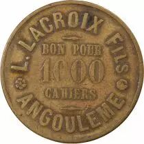 France Lacroix Fils, Bon Pour 1000 Cahiers  Jeton Laiton Angouleme
