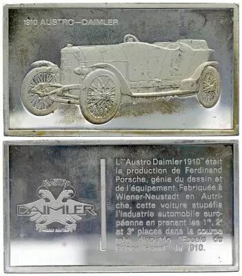 France Lingotin 2 Onces - M�daillier Franklin - Austro-Daimler 1910 (1910) - Argent