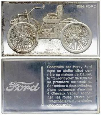 France Lingotin 2 Onces - M�daillier Franklin - Ford (1896) - Argent