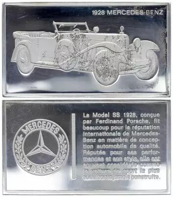 France Lingotin 2 Onces - M�daillier Franklin - Mercedes-Benz SS 1928 (1928) - Argent