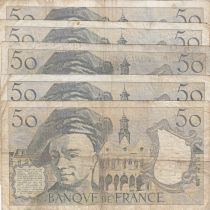 France Lot 5 x 50 Francs Quentin de la Tour - Série variées - 1984 à 1988
