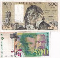 France Lot 500 Francs - Pierre and Marie Curie & Pascal - VF